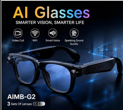 AIMB-G2 AI Smart Glasses with HD Camera & Bluetooth