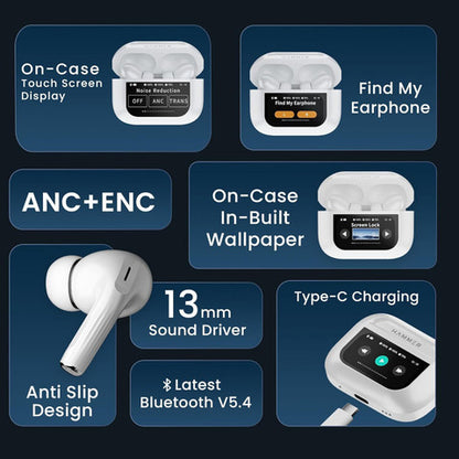 A9 Pro Apple Airpods ANC/ENC Noise Reduction, Led Display Touch Control